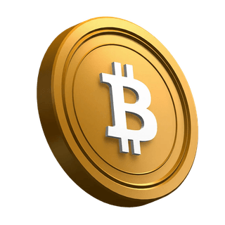 Bitcoin (BTC) mønt vist som vippet i hero-sektionens design